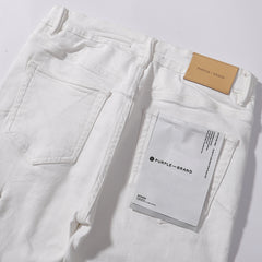 Purple Brand Men White Straight Cargo Denim Pants