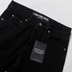 LOST SHDWS Black Off White Floral Denim Jeans