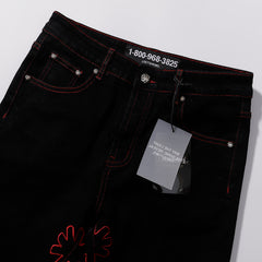 LOST SHDWS Black Red Star Floral Denim Jeans