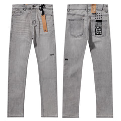 Ksubi Light Grey Acid Wash Denim Slim Jeans
