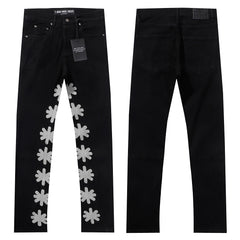LOST SHDWS Black Off White Floral Denim Jeans