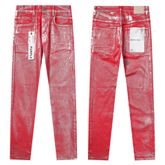 Purple Brand Metallic Red Foil Coated Denim Jeans