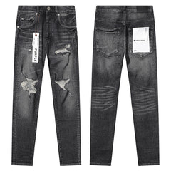Purple Brand Black Distressed Knee Cut Denim Jeans