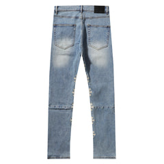 LOST SHDWS Light Wash White Floral Denim Jeans
