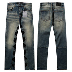 LOST SHDWS Distressed Multi Color Floral Denim Jeans