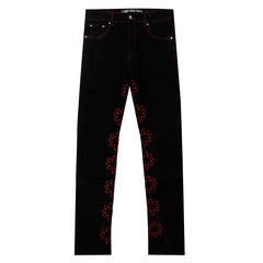 LOST SHDWS Black Red Star Floral Denim Jeans