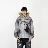A knife streetwear heavyweight woolen pullover jacket