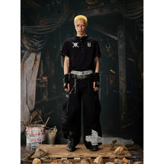 Unmanned Island New Product Leopard Pattern Double Waist Splicing y2k Light Asia Pure Cotton Three Dimensional Pocket Work Pants for Men and Women