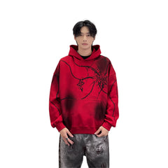 A knife cross-shaped chain printed hooded sweatshirt