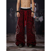 Unmanned island light cool feeling Abiy2k totem print leopard print double waisted loose casual pants for men and women