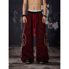 Unmanned island light cool feeling Abiy2k totem print leopard print double waisted loose casual pants for men and women