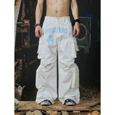 Unmanned island street dance printed three-dimensional cut multi pocket work pants casual pants for men and women on the street
