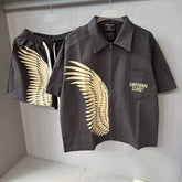 MIXED EMOTION Wings Print Shirt & Shorts Set