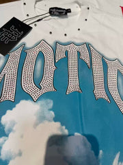 MIXED EMOTION Rhinestone Little Angel Cotton Tee