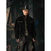 Unmanned Island New Product Plush Deconstructed Front Zipper Button Short Stand up Collar Jacket for Men and Women Spring and Autumn