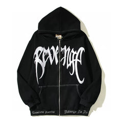 Revenge High Street Heavy Embroidered Zip Up Hoodie