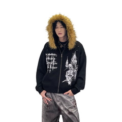 A detachable fur-trimmed short coat with a knife pocket