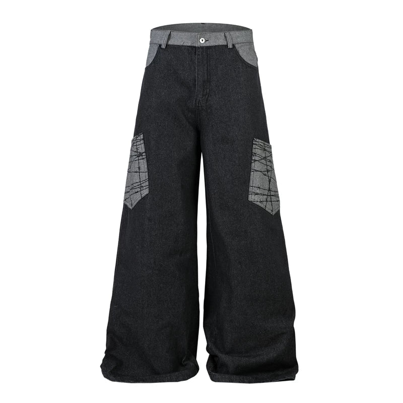 A knife-style wide-leg denim pants