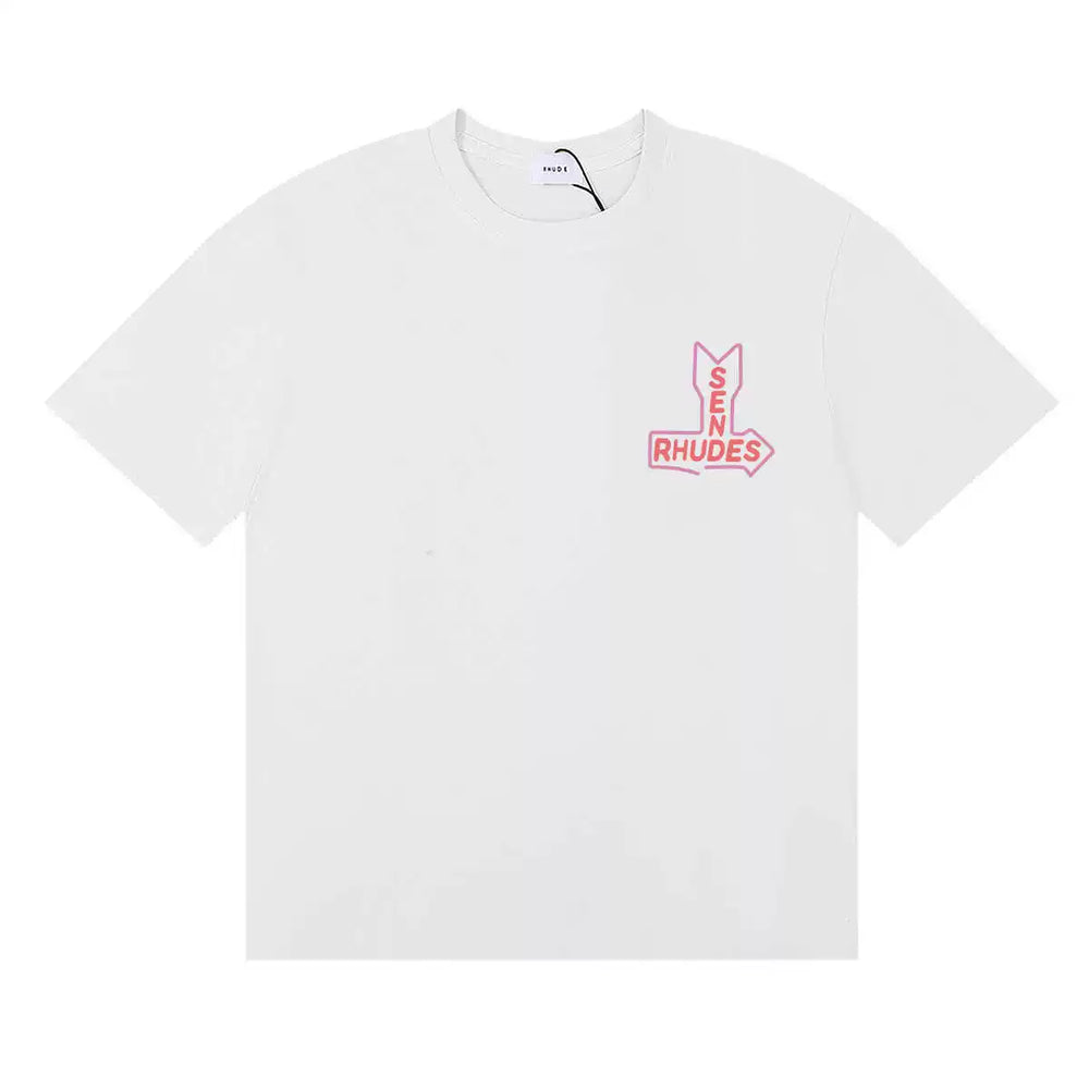 RHUDE Sunday Morning Fever Pink Arrow Graphic Tee