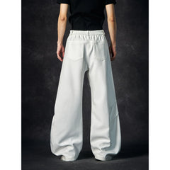 Small niche design micro pull trousers white versatile trousers 2025 summer new item