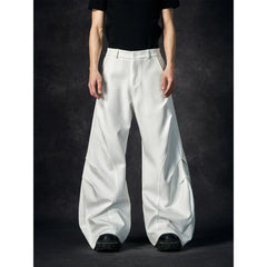 Small niche design micro pull trousers white versatile trousers 2025 summer new item