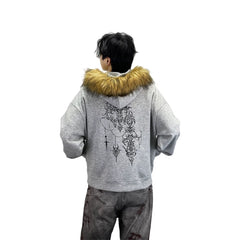 A detachable fur-trimmed short coat with a knife pocket