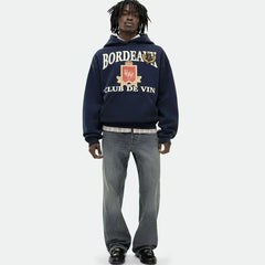 RHUDE Vintage Fleece Oversized Letter Print Hooded Sweatshirt