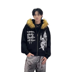 A detachable fur-trimmed short coat with a knife pocket