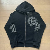 MIXED EMOTION Rhinestone Logo Hooded Sweatsuit Set