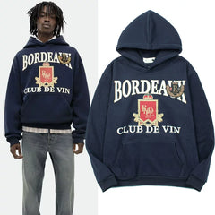 RHUDE Vintage Fleece Oversized Letter Print Hooded Sweatshirt