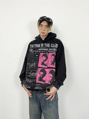 A knife vintage distressed heavyweight hooded sweatshirt