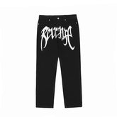 Revenge Smoke Embroidered Logo Straight Denim Jeans
