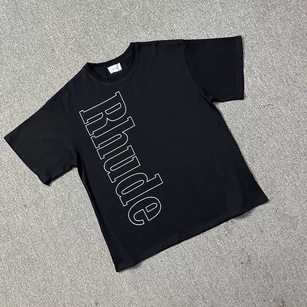 RHUDE Hollow Letter Graphic Pure Cotton Summer Tee