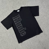 RHUDE Hollow Letter Graphic Pure Cotton Summer Tee