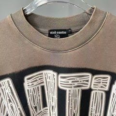 MIXED EMOTION Washed Allover Print Sweatshirt
