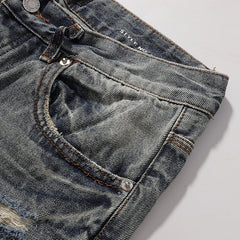 Purple Brand Men Straight Leg Layered Denim Jeans