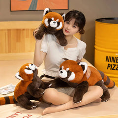 Laying Fluffy Red Panda Lifelike Plushie