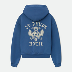 RHUDE Vintage Collegiate Eagle Print Boxy Hooded Sweatshirt