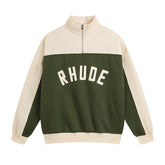 RHUDE Retro Color Block Half Zip Fleece Hoodie