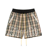 RHUDE Plaid Woven Loose Casual Summer Sports Shorts