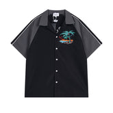 RHUDE Vintage Palm Tree Embroidered Color Block Shirt