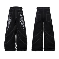 A knife thorn embroidery wide-leg pants