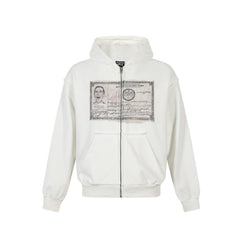 NOMANIAI Printed design loose-fitting hooded sweater