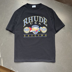 RHUDE American Retro Letter Print Loose Summer T-Shirt