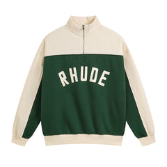 RHUDE Retro Color Block Half Zip Fleece Hoodie