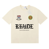 RHUDE American Retro Letter Print Loose Casual T-Shirt