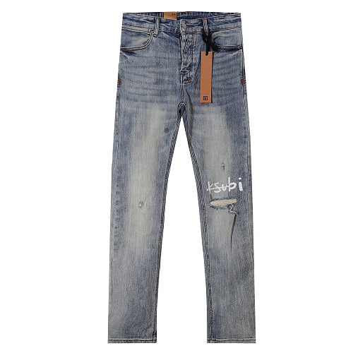 Ksubi Men Knee Distressed Slim Denim Jeans