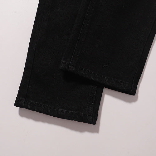 Ksubi Matte Black White Cross Embroidered Denim Jeans