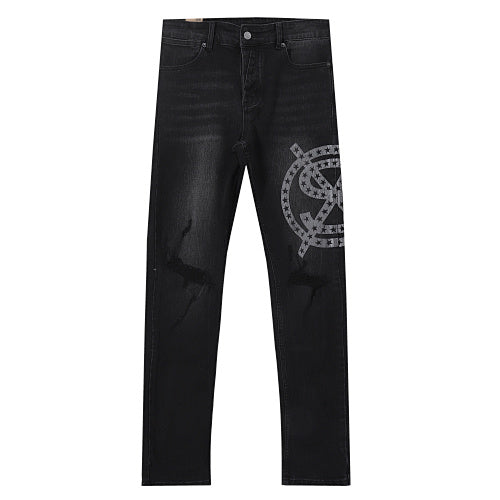 Ksubi Vintage Wash Black Cross Graphic Denim Jeans