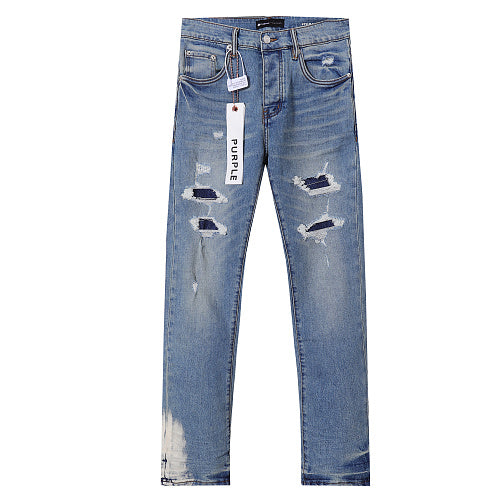 Purple Brand Men Black Patchwork Denim Jeans